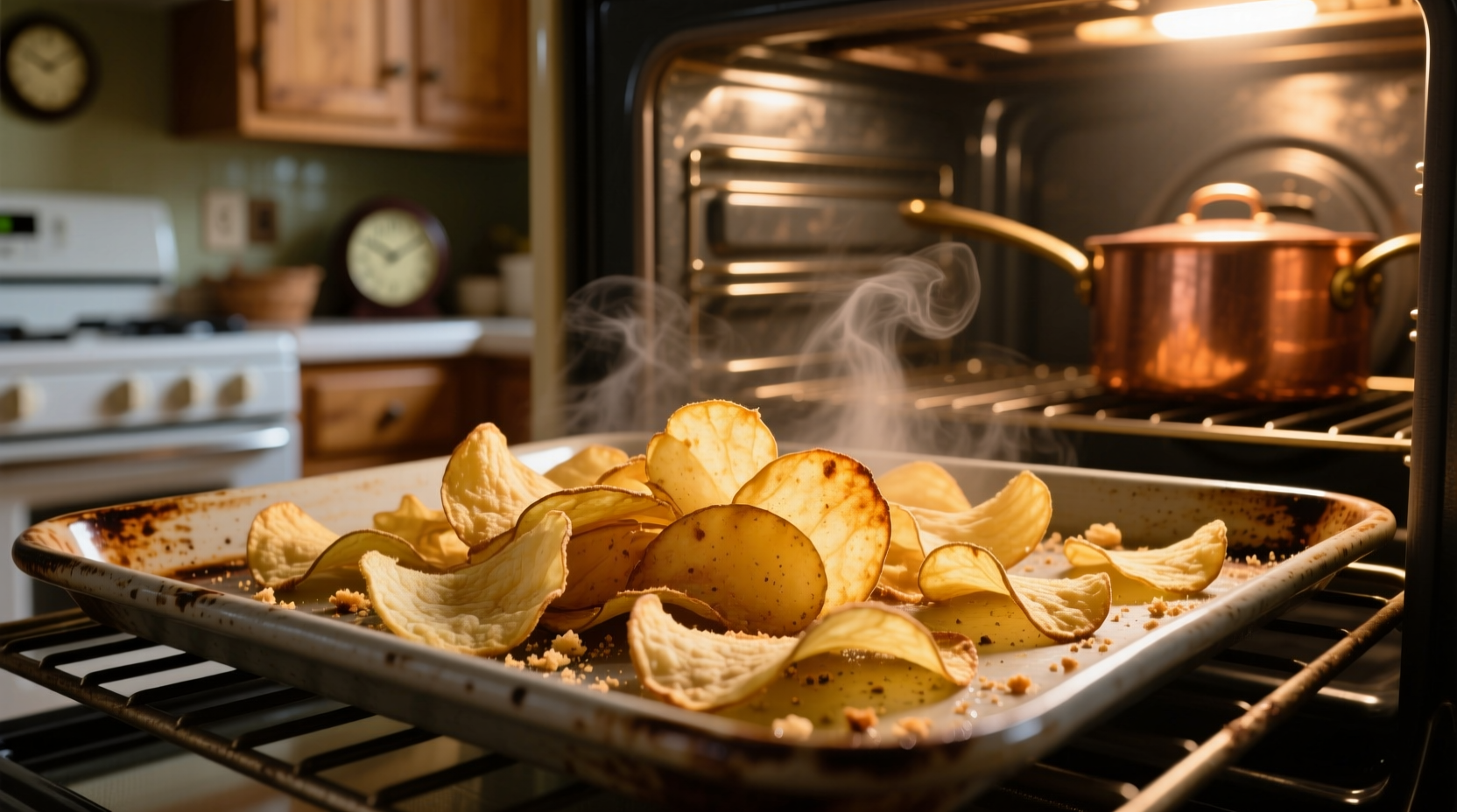 revive stale potato chips with a quick bake in the oven