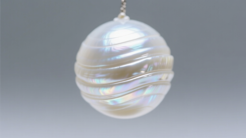 Honora white freshwater pearl macro revealing thick solid nacre layers and sharp luster reflections against a neutral gray backdrop.
