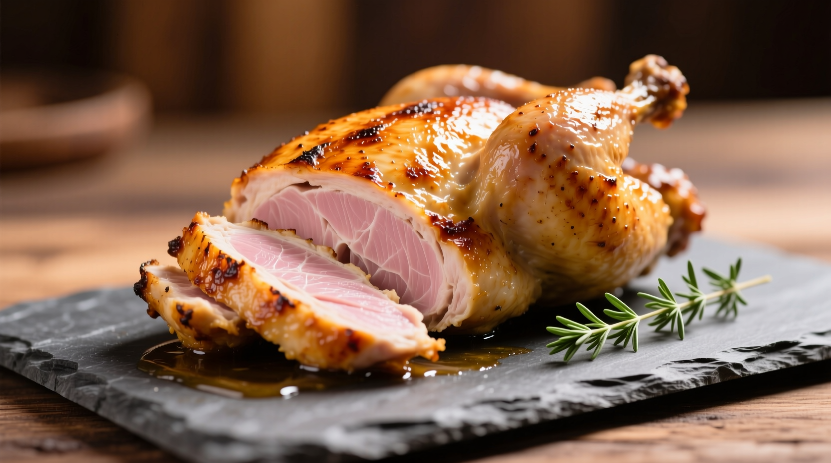 Perfectly roasted chicken breast with golden skin