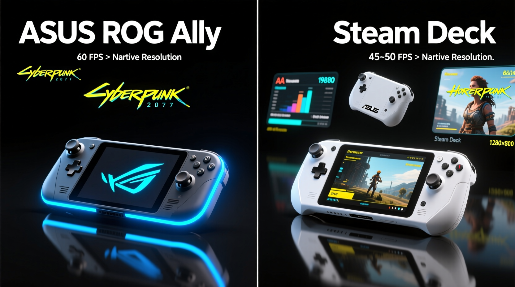 asus rog ally vs steam deck which handheld runs aaa games smoother at native resolution