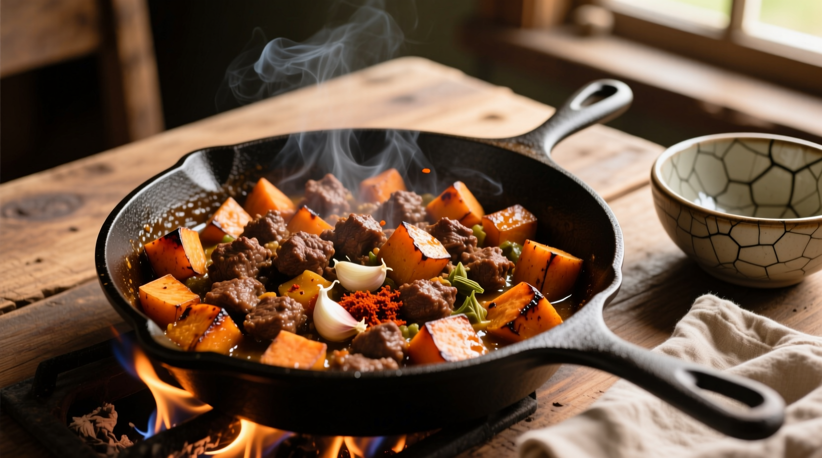 Ground beef and sweet potato skillet meal