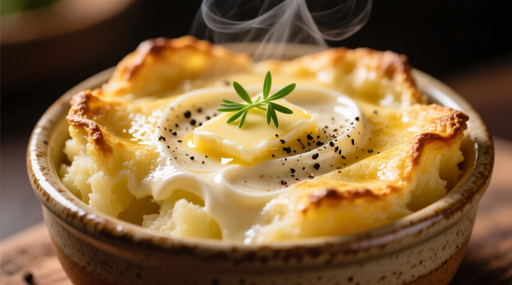 Golden baked potato pudding with creamy texture
