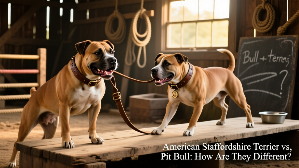 Historical illustration showing early bull-and-terrier type dogs in training