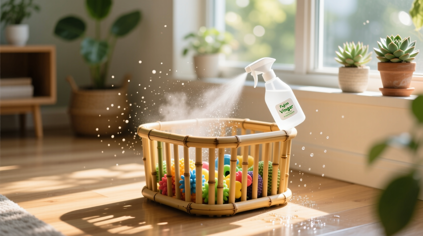 eco friendly cleaning sanitize pet toy bins with vinegar sunlight