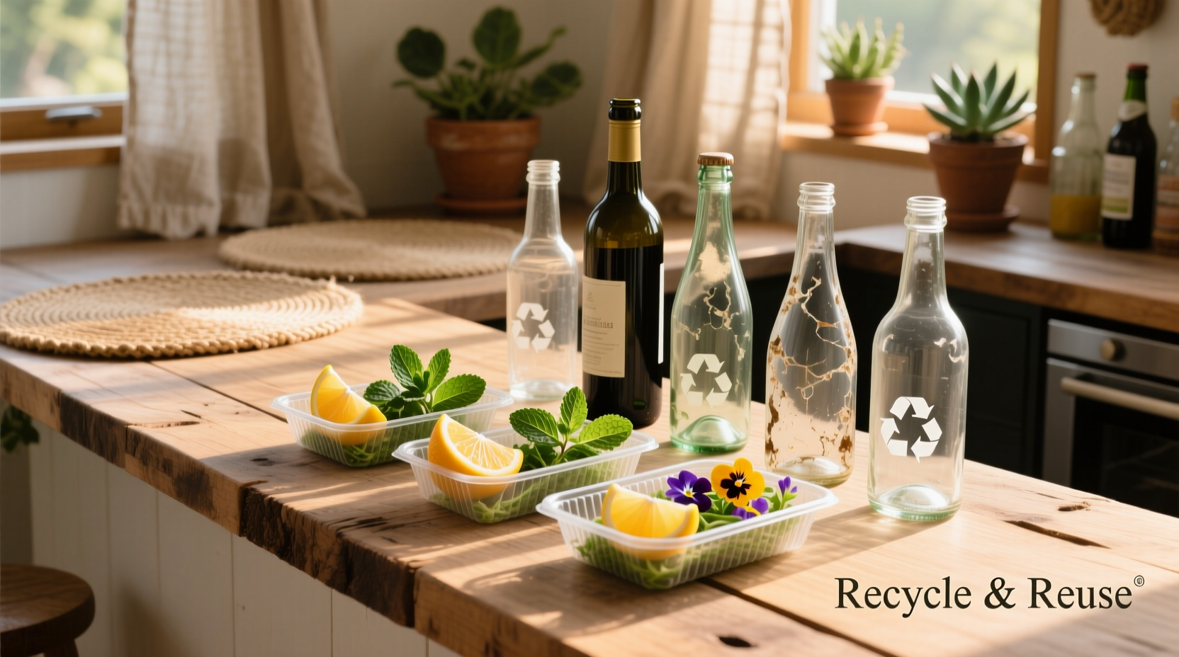 how to create a zero-waste home bar using compostable garnish trays and upcycled bottle glassware