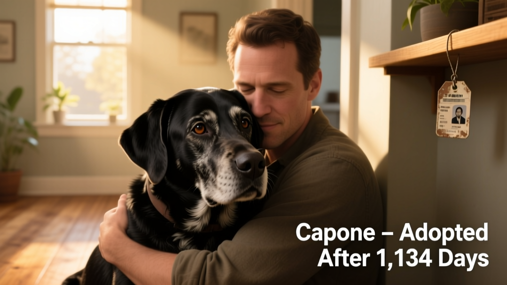 Capone the Black Lab Mix Adopted After More Than 1,134 Days at Shelter