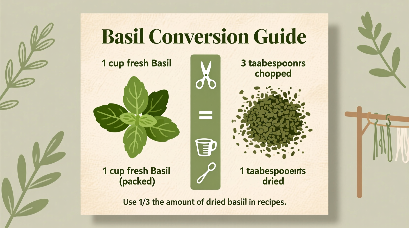 converting fresh basil to dried equivalent measurements