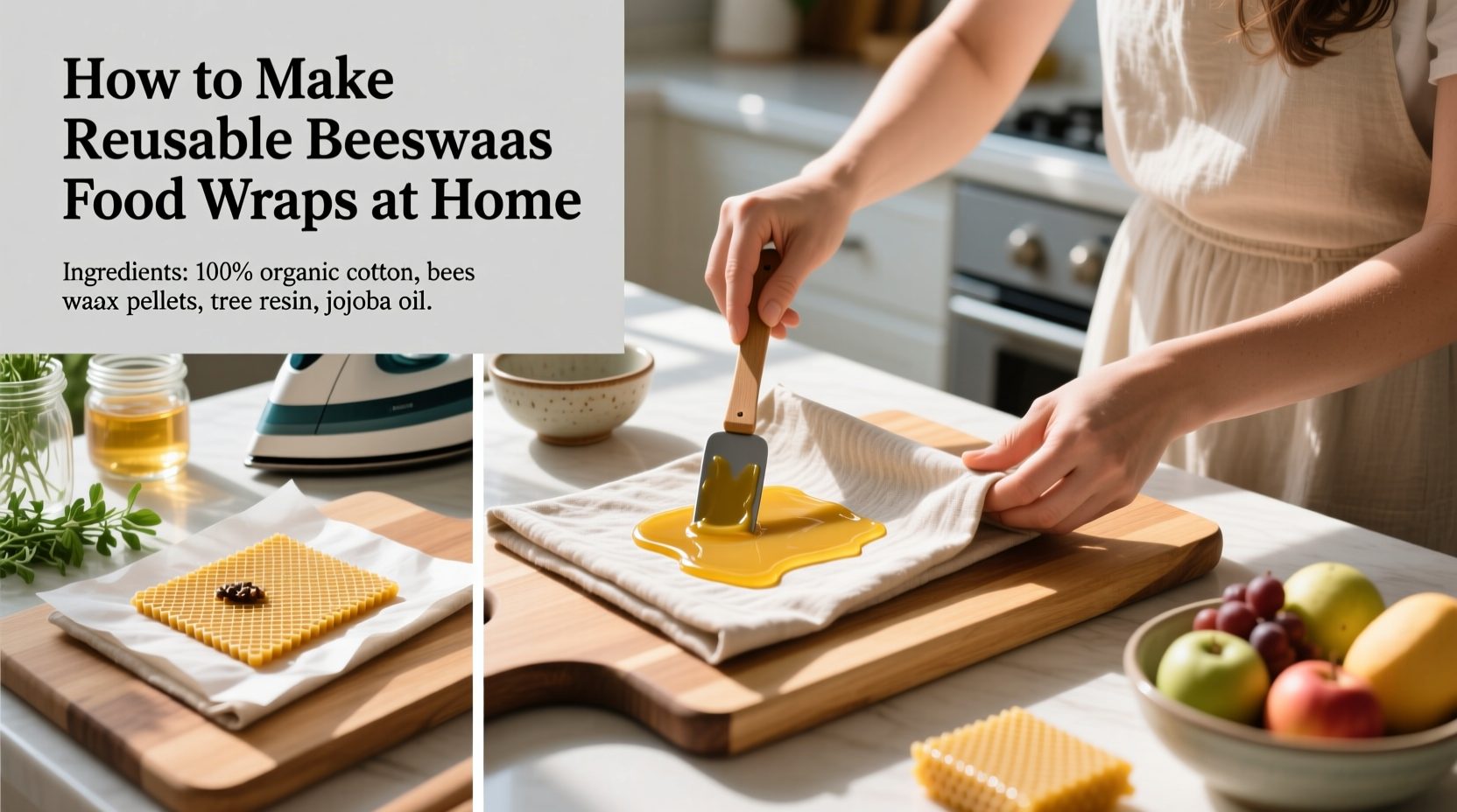 how to make reusable food wraps at home with beeswax