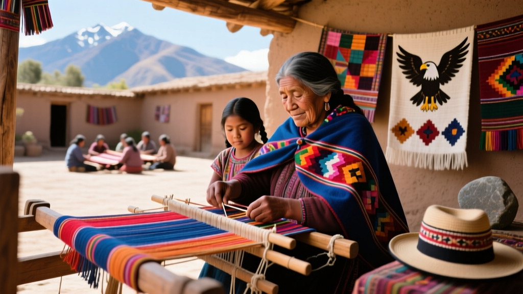 Quechua Poncho Weaving On Backstrap Looms Peru Bolivia