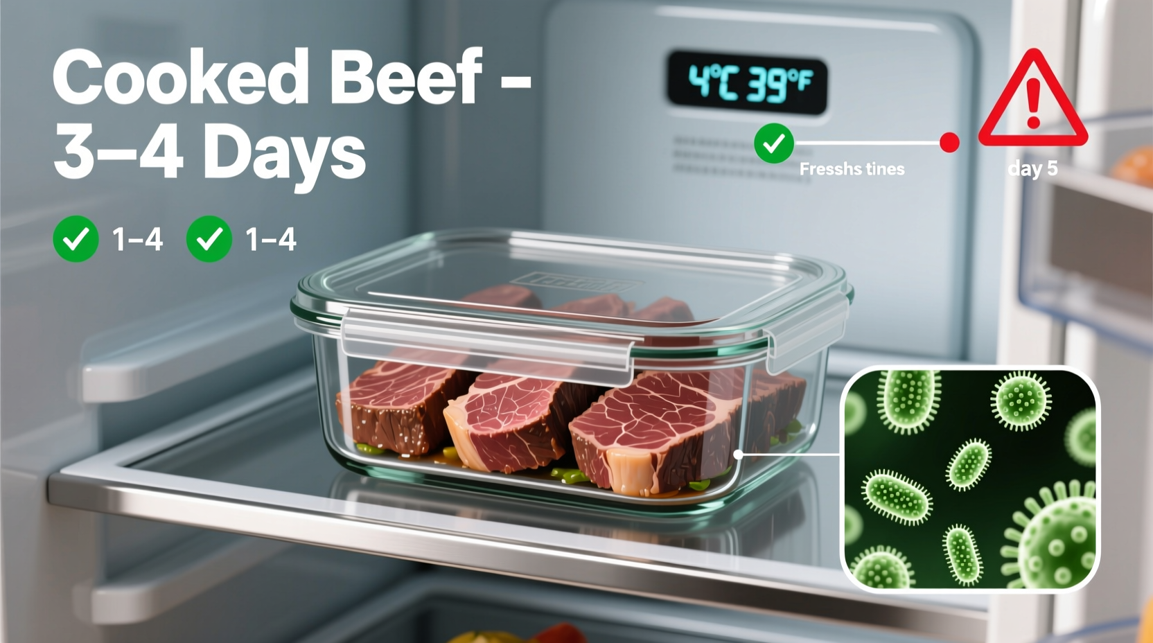 how long does cooked beef last for in the fridge