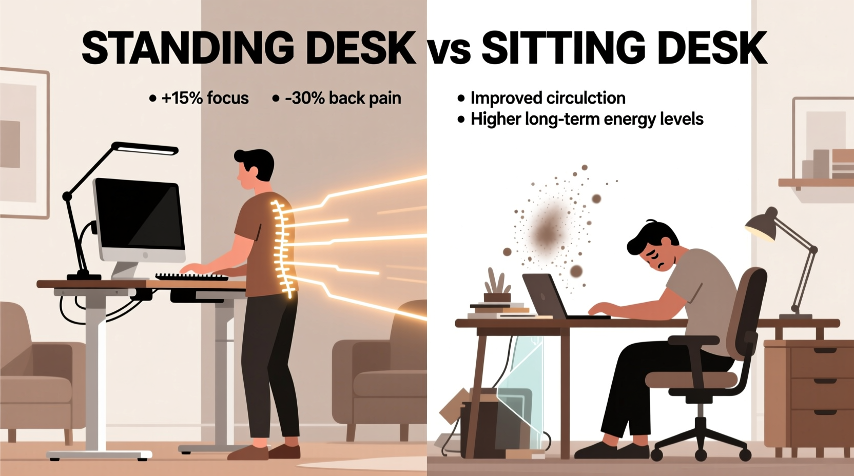 standing desk vs sitting desk which one boosts productivity and reduces fatigue