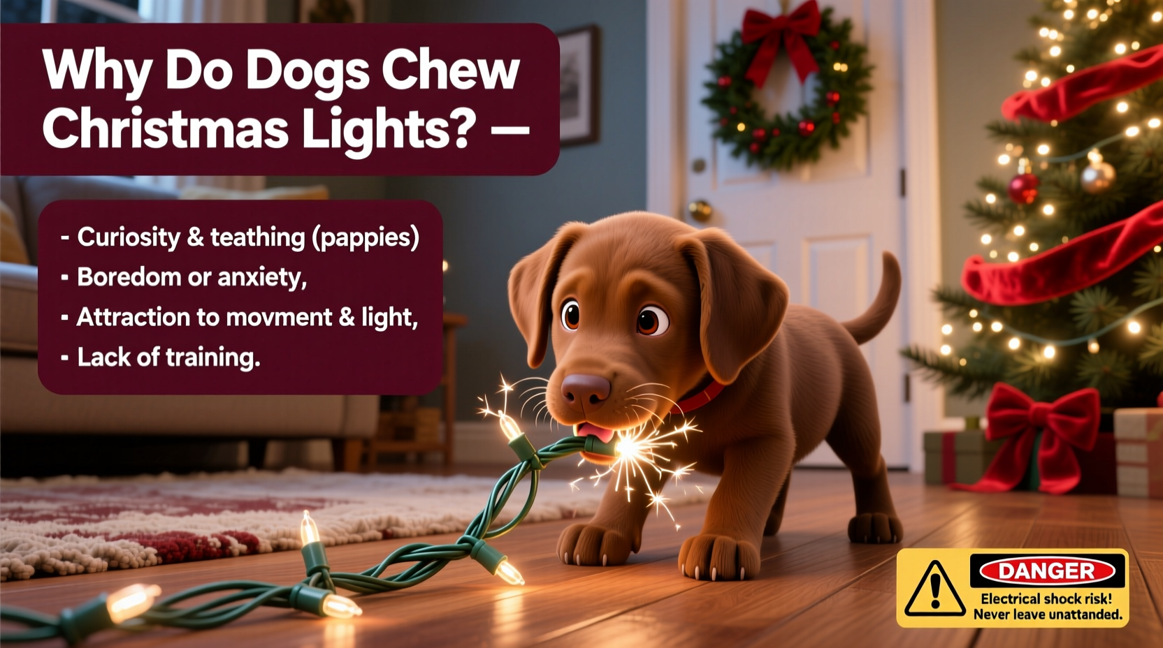 why does my dog chew on christmas lights and how to stop it