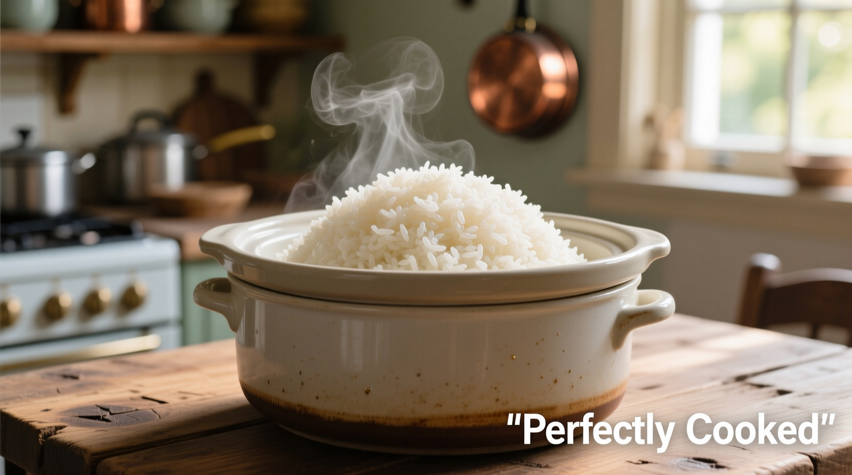 Perfectly cooked white rice in slow cooker