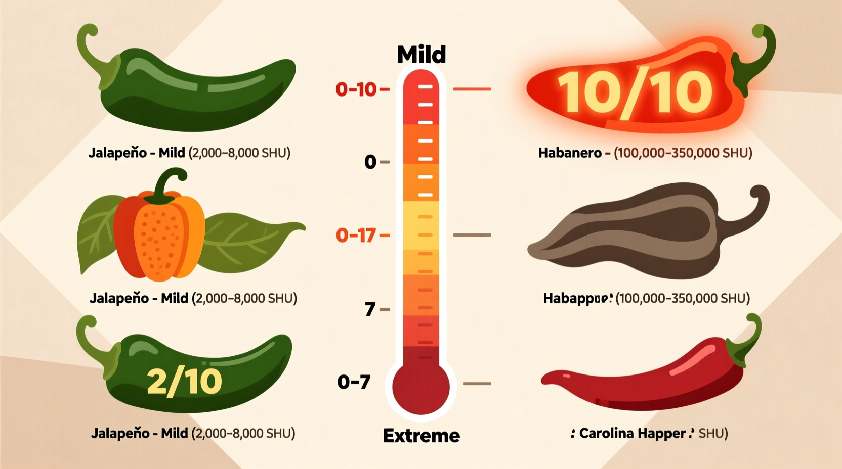 guide to spice levels in common peppers