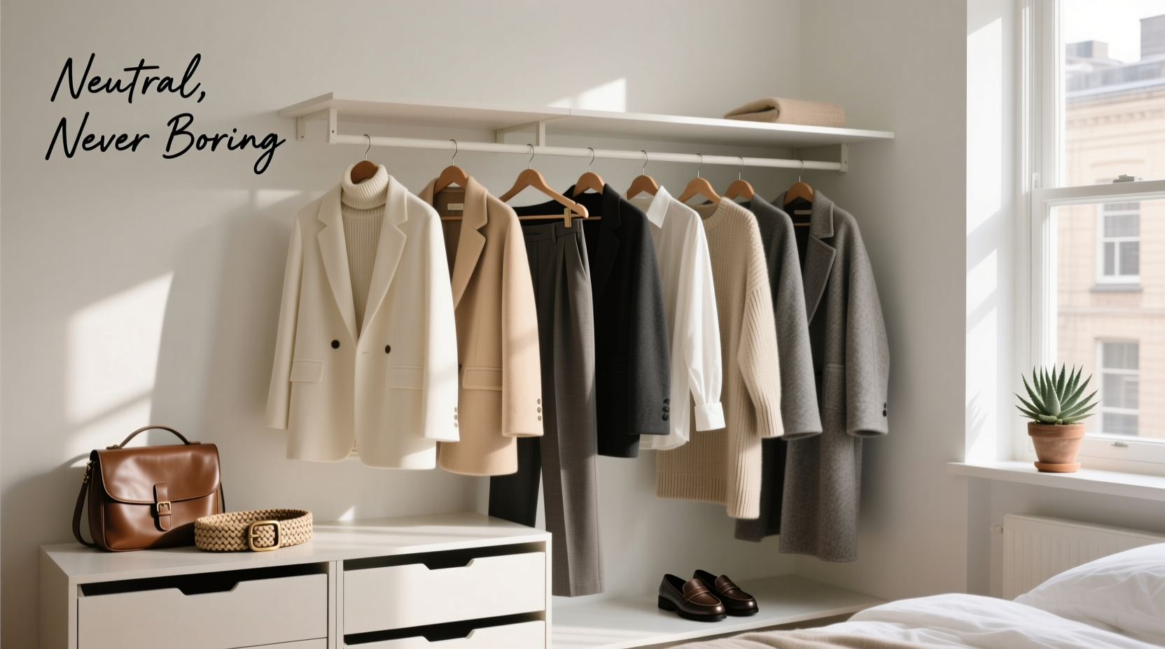 how to build a capsule wardrobe with only neutral tones that never looks boring