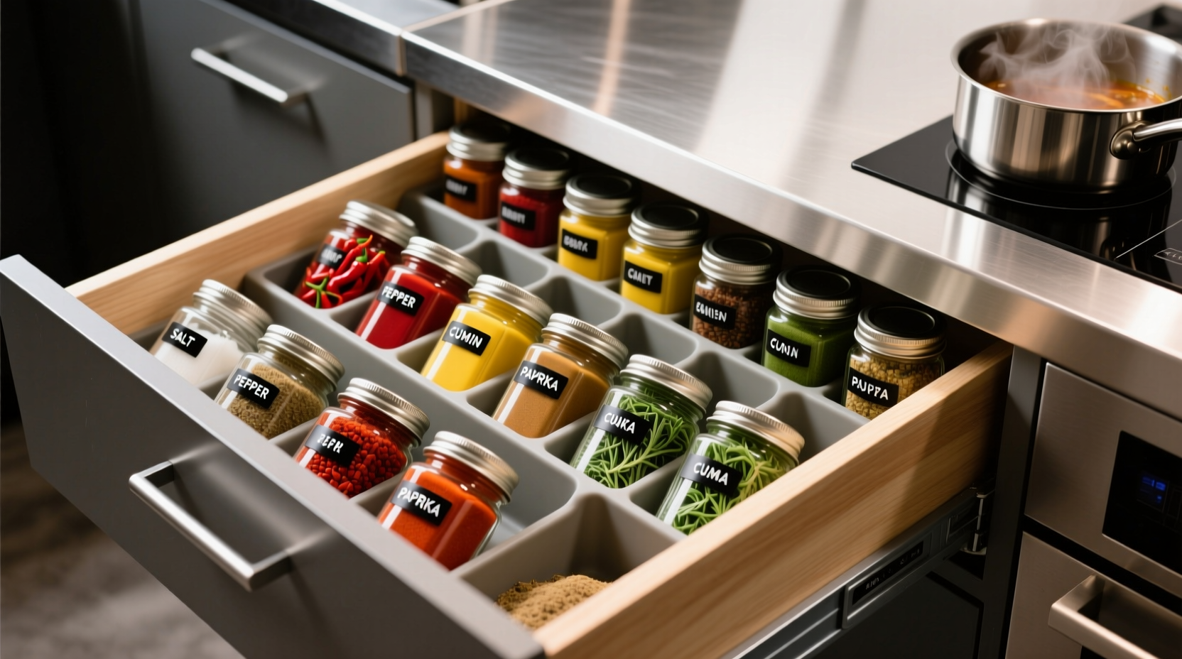 how to organize your spice drawer like a professional chef with zero clutter