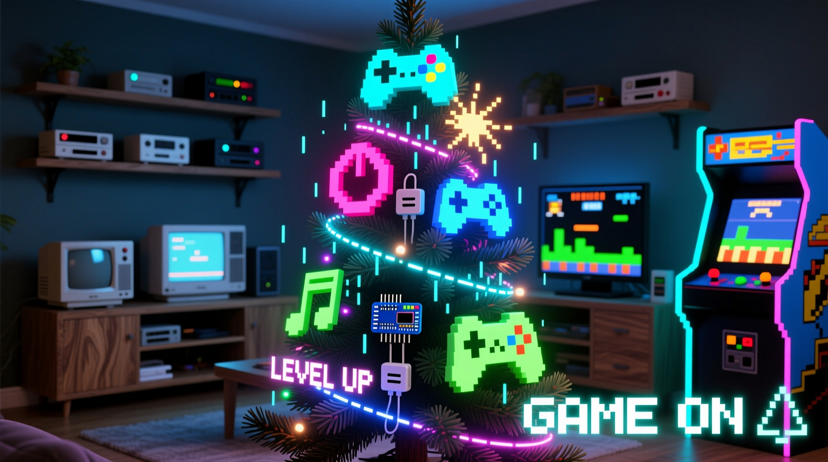 how to build a custom light sequence for a gaming themed christmas tree