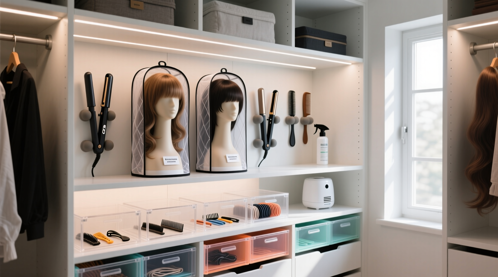 cosplay wig hair tool closet organization