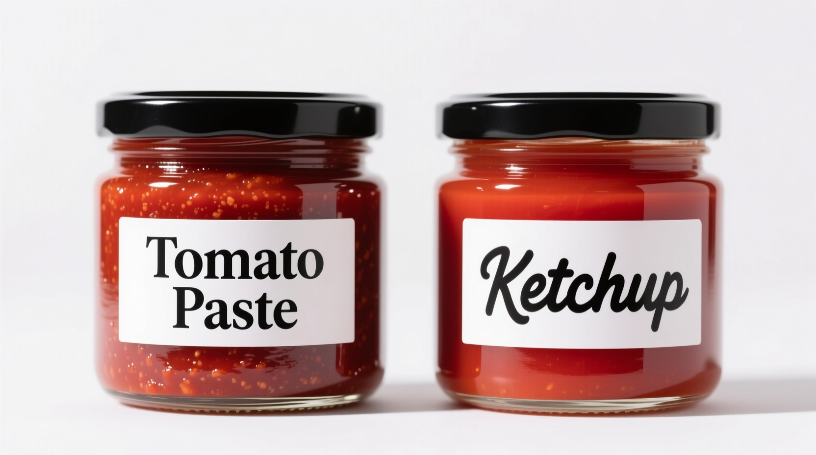 Tomato paste and ketchup side-by-side comparison