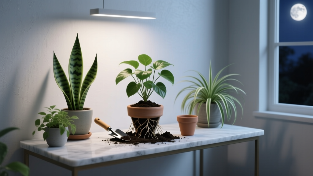 Indoor Plants at Night: Oxygen, CO₂ & Repotting Truth