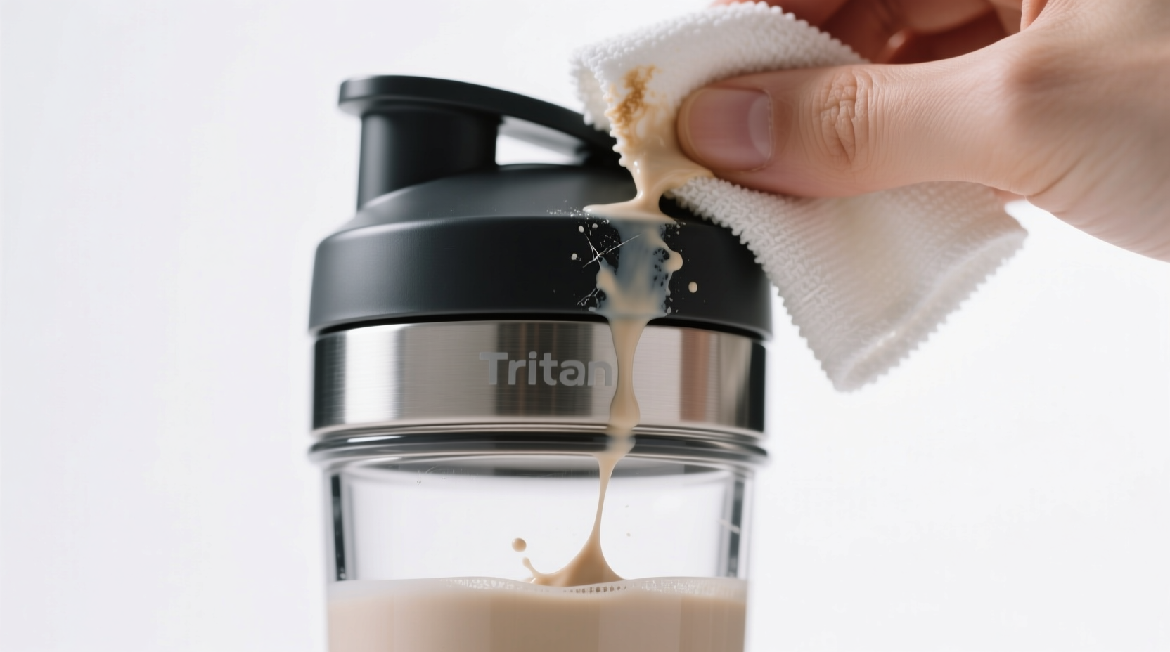 how to remove dried protein shake residue