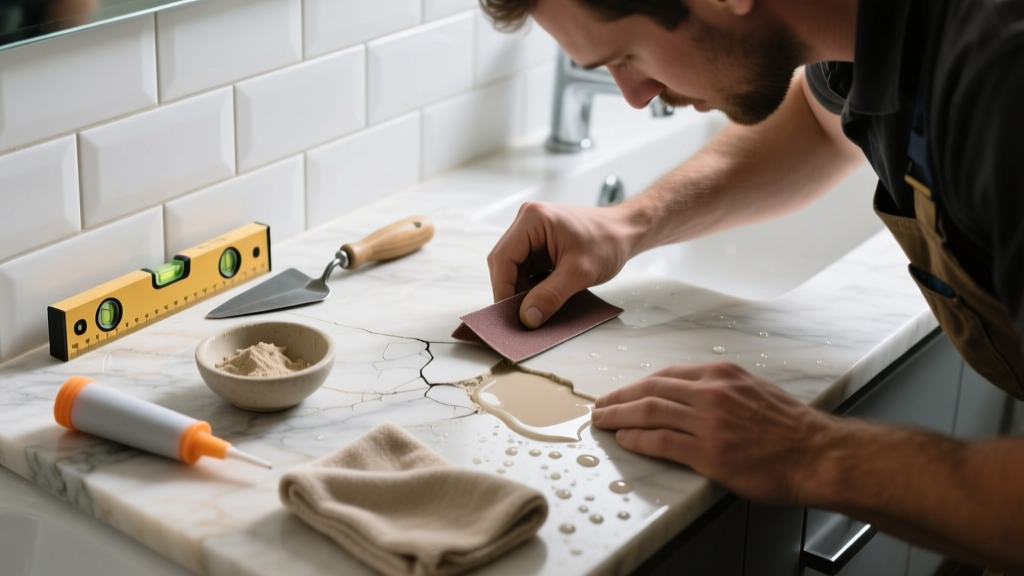 Fixing Etched Natural Stone in the Bathroom