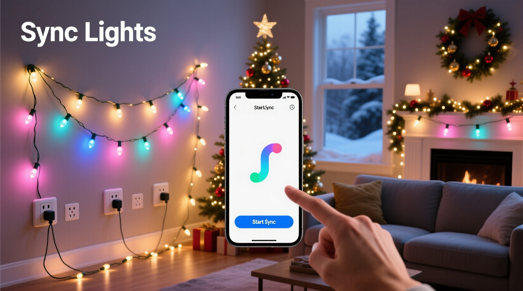 how to sync multiple sets of christmas lights across different outlets
