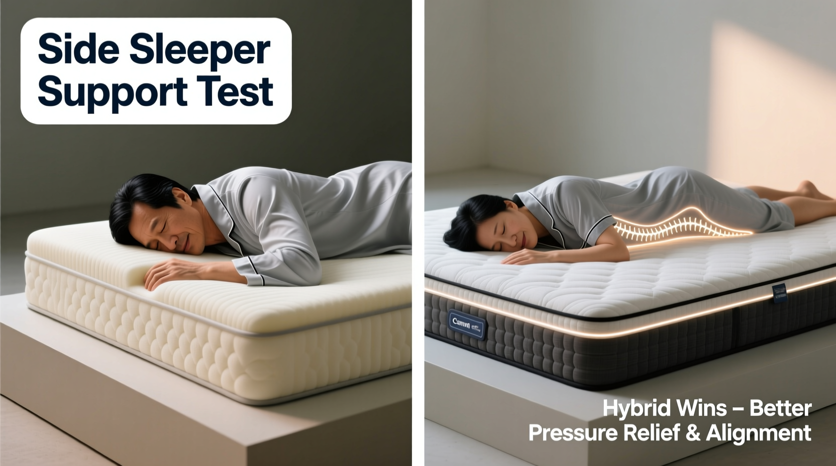 memory foam vs hybrid mattress which one supports side sleepers without sinking