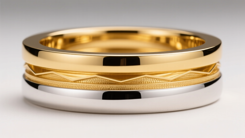 Illustrated cross-section of gold plated jewelry showing a thick 2.5 micron gold layer over a polished sterling silver base.