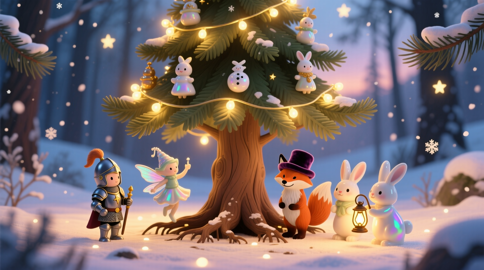 how to add fairy tale charm with mini figurines around your christmas tree base