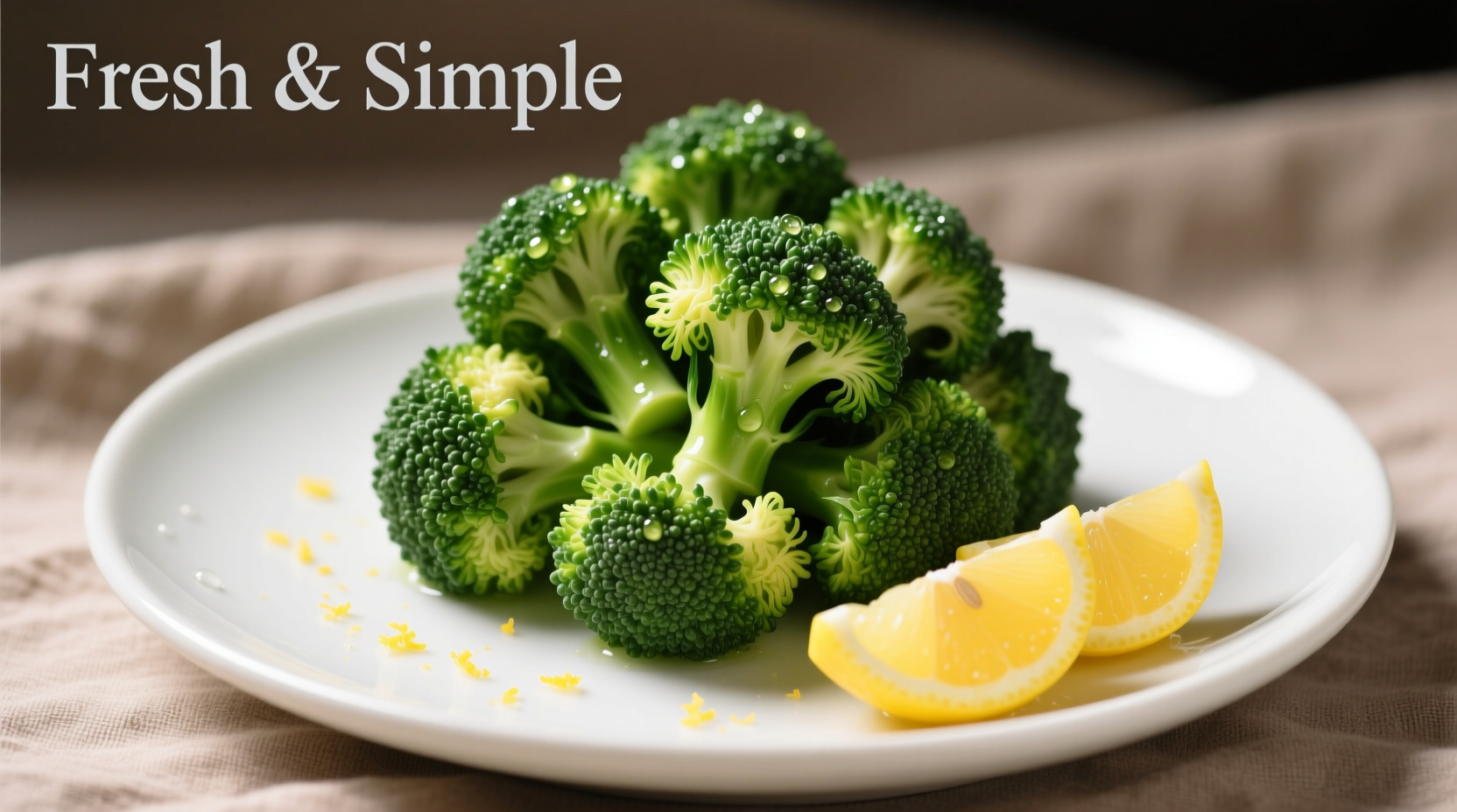 Perfectly steamed broccoli with lemon wedges