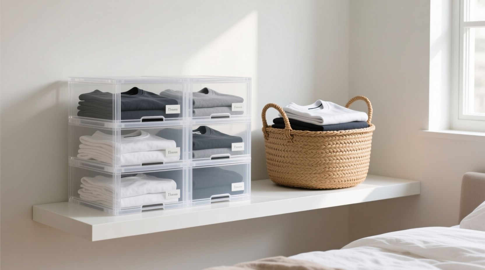 closet organization tips acrylic vs seagrass for tees