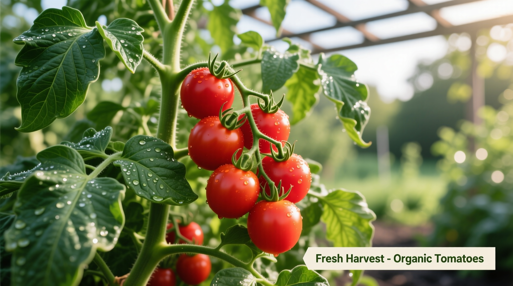 Healthy tomato plants with red fruit and green leaves