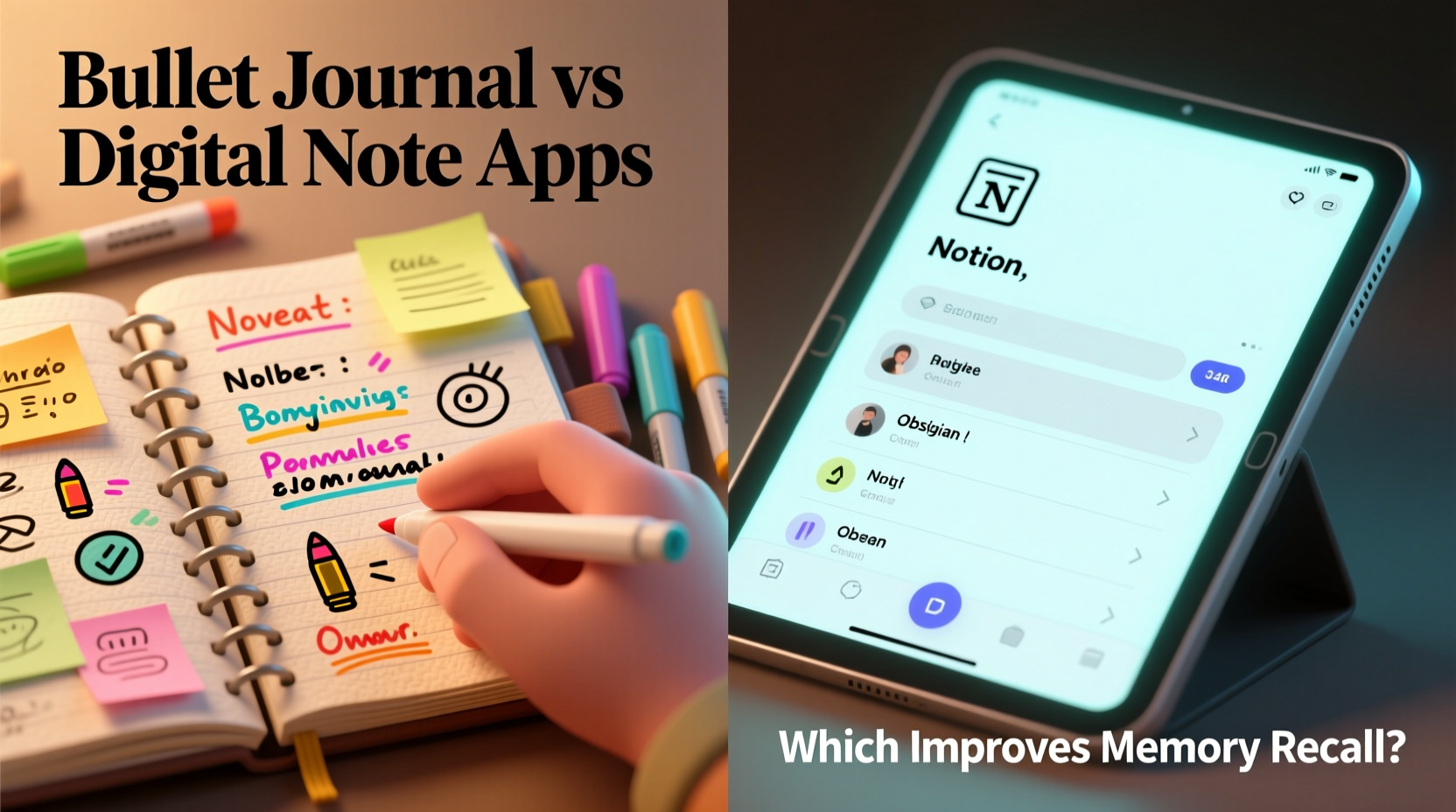 bullet journal vs digital note apps which improves memory recall