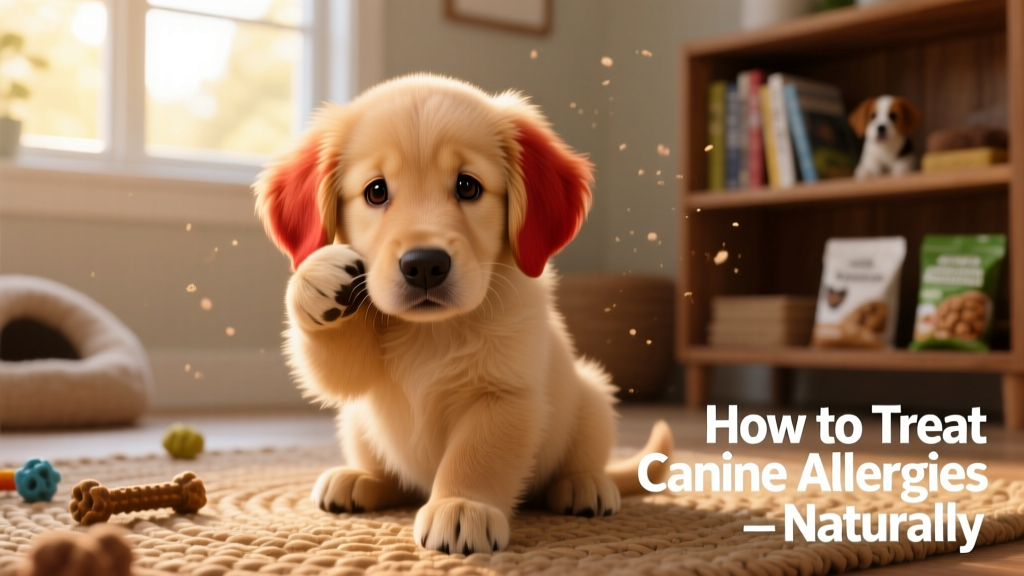 A puppy with allergies gently scratching their ear.