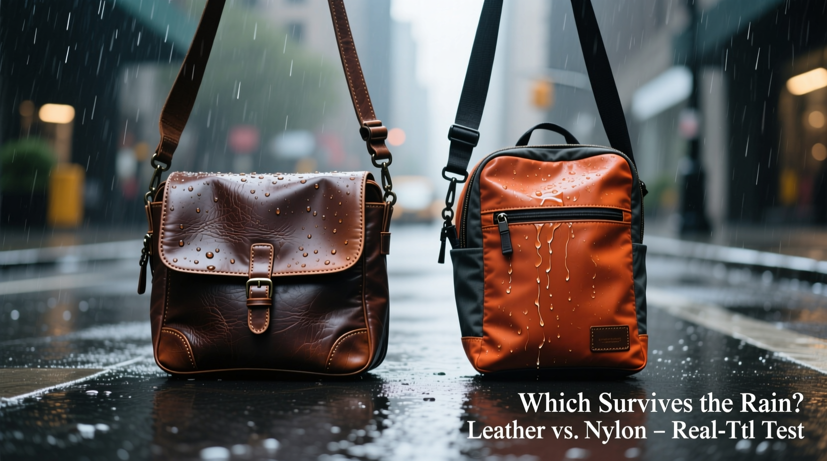 leather crossbody bag vs nylon sling pack which survives rainy commutes better