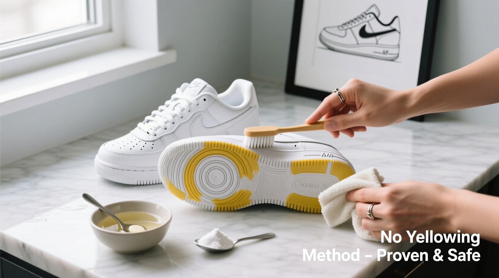 how to clean white sneakers without yellowing the soles a proven method