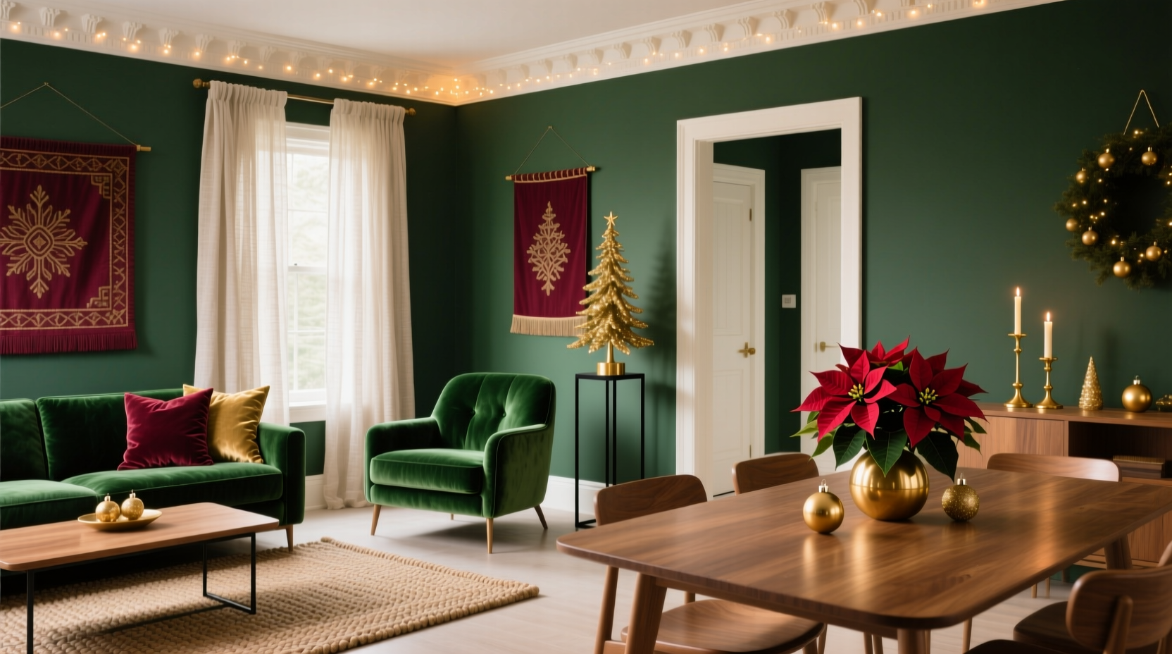 how to create a cohesive christmas color scheme across rooms