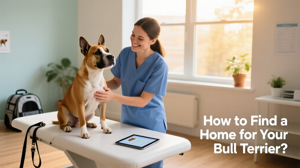 Bull terrier receiving a gentle check-up from a veterinarian during a routine wellness visit