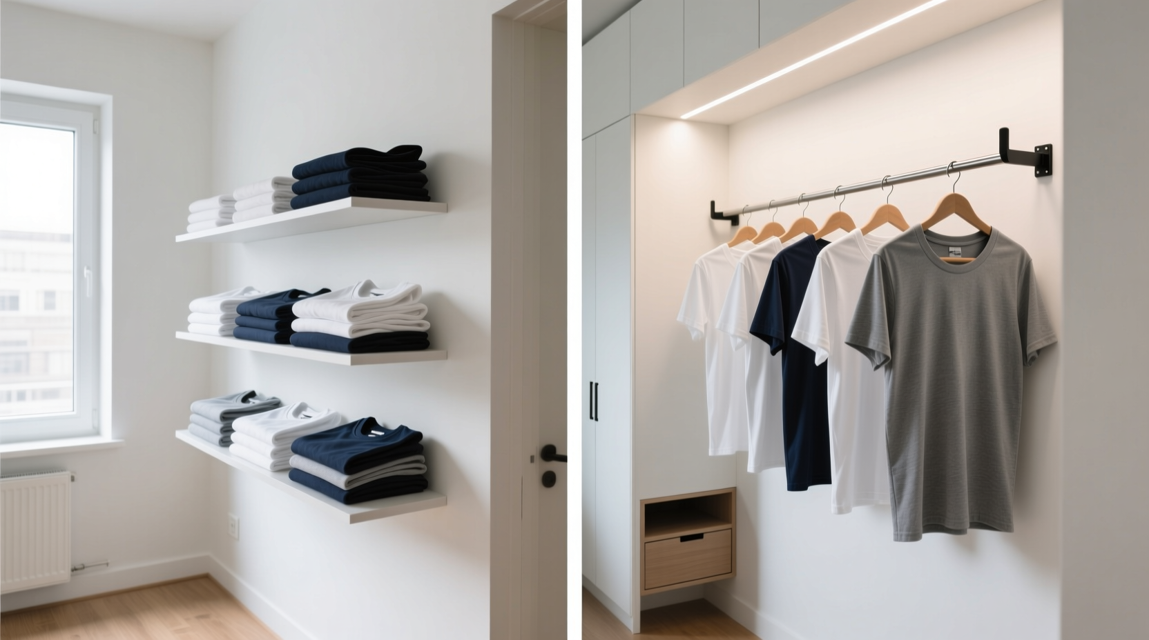 closet organization tips folded vs hanging tees in studios