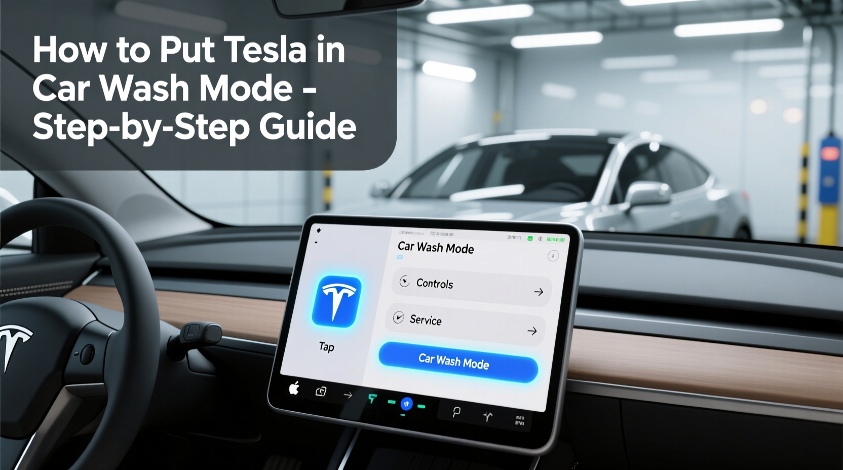 how to put tesla in car wash mode