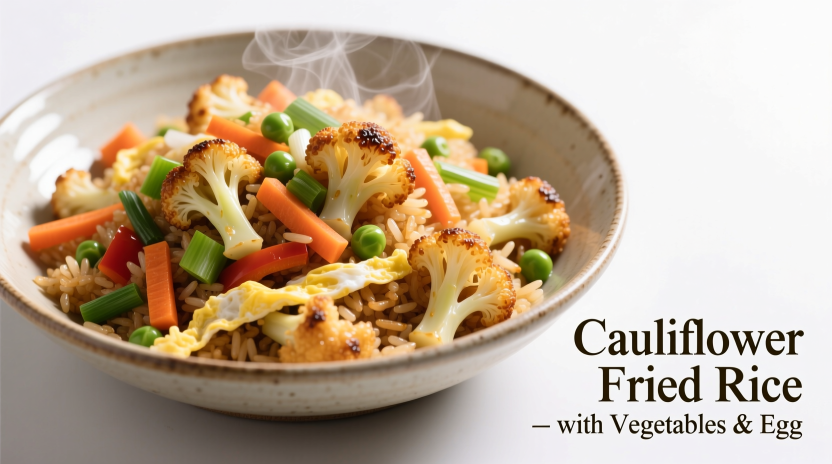 Cauliflower fried rice with vegetables and egg