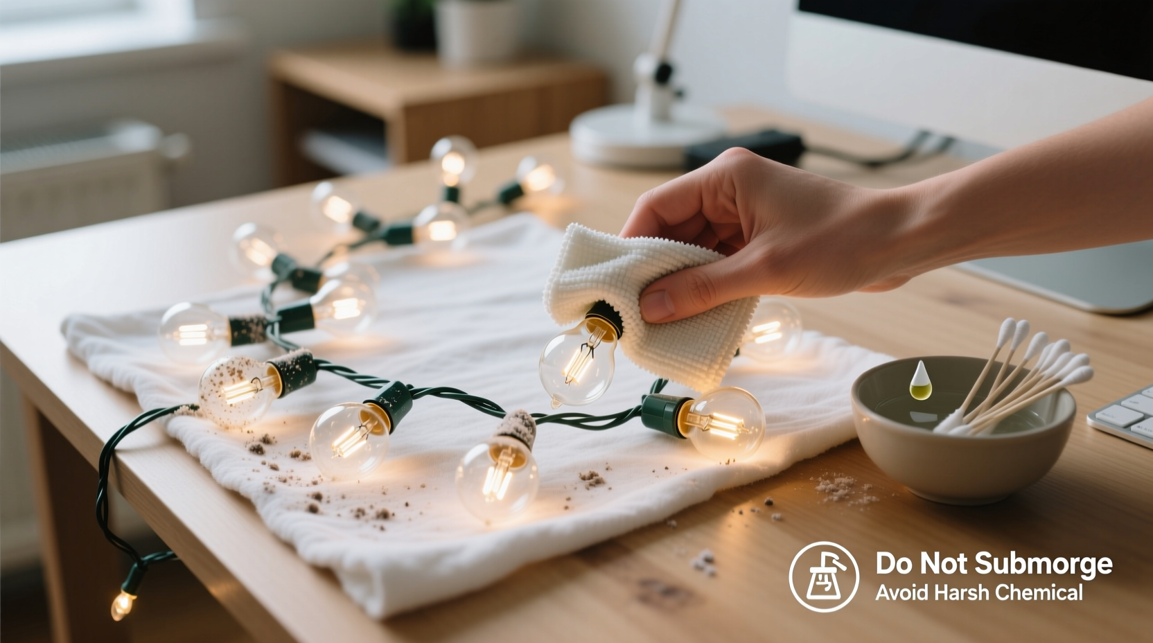 how to clean dusty christmas lights before reuse without damaging bulbs