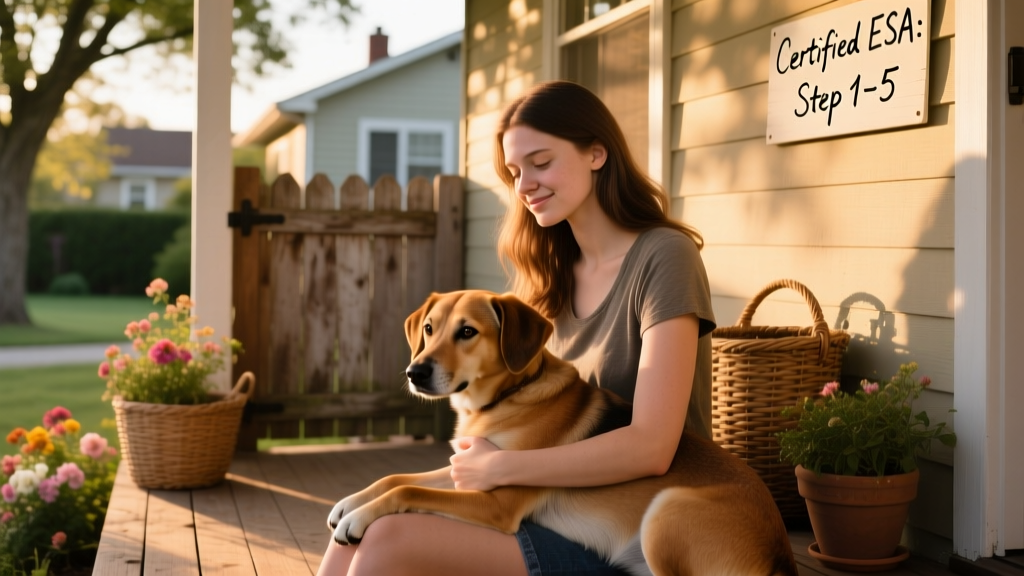young girl with emotional support dog