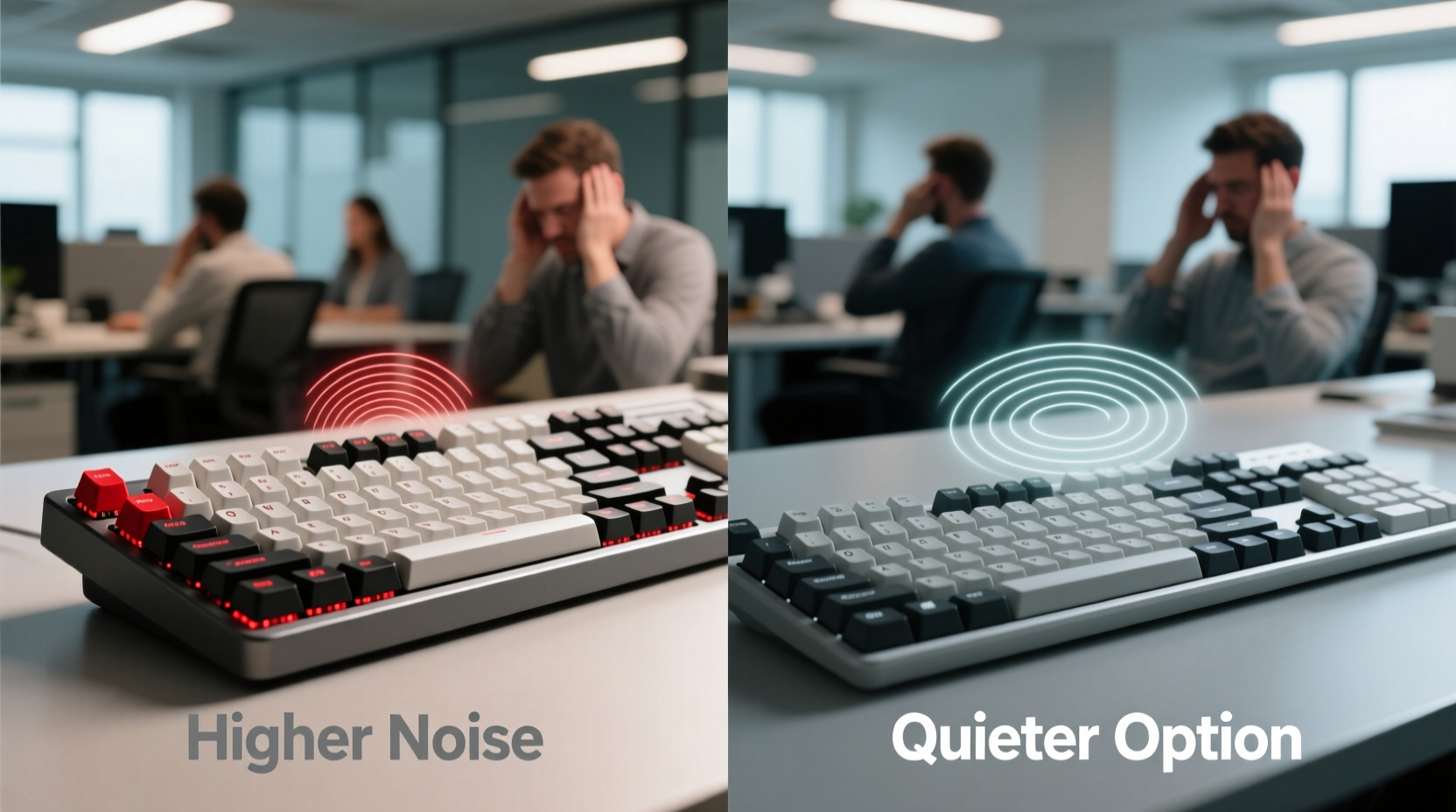 mechanical keyboard vs membrane which is quieter for shared spaces