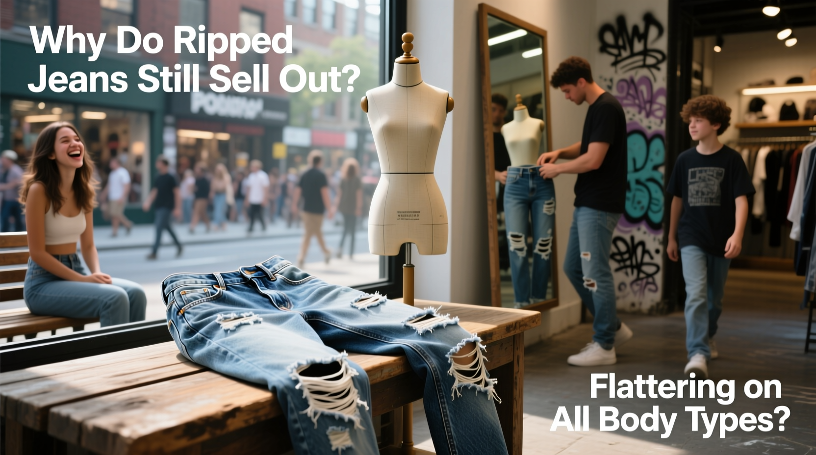 why do ripped jeans still sell out fast and who are they actually flattering on