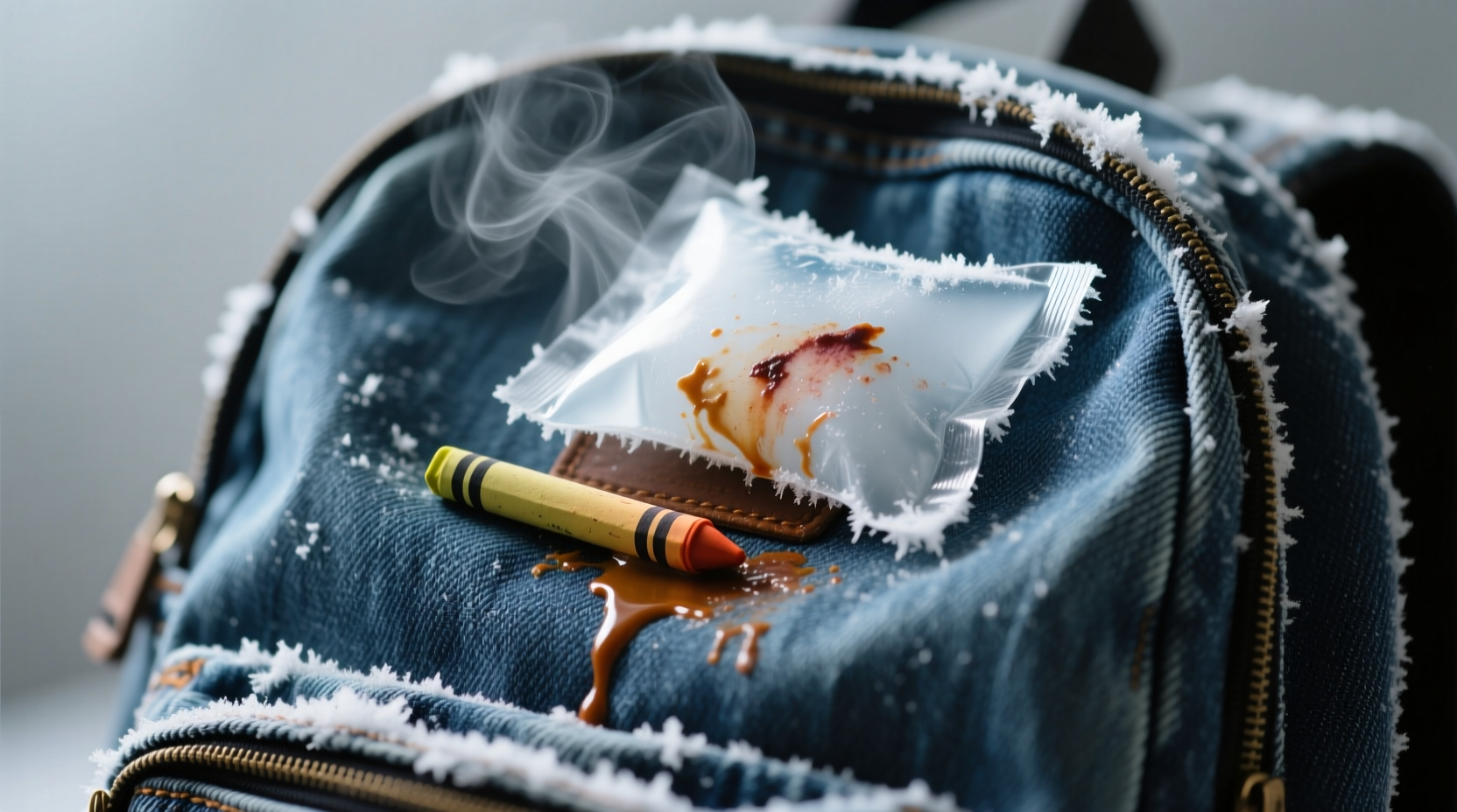 how to remove crayon marks from denim backpacks
