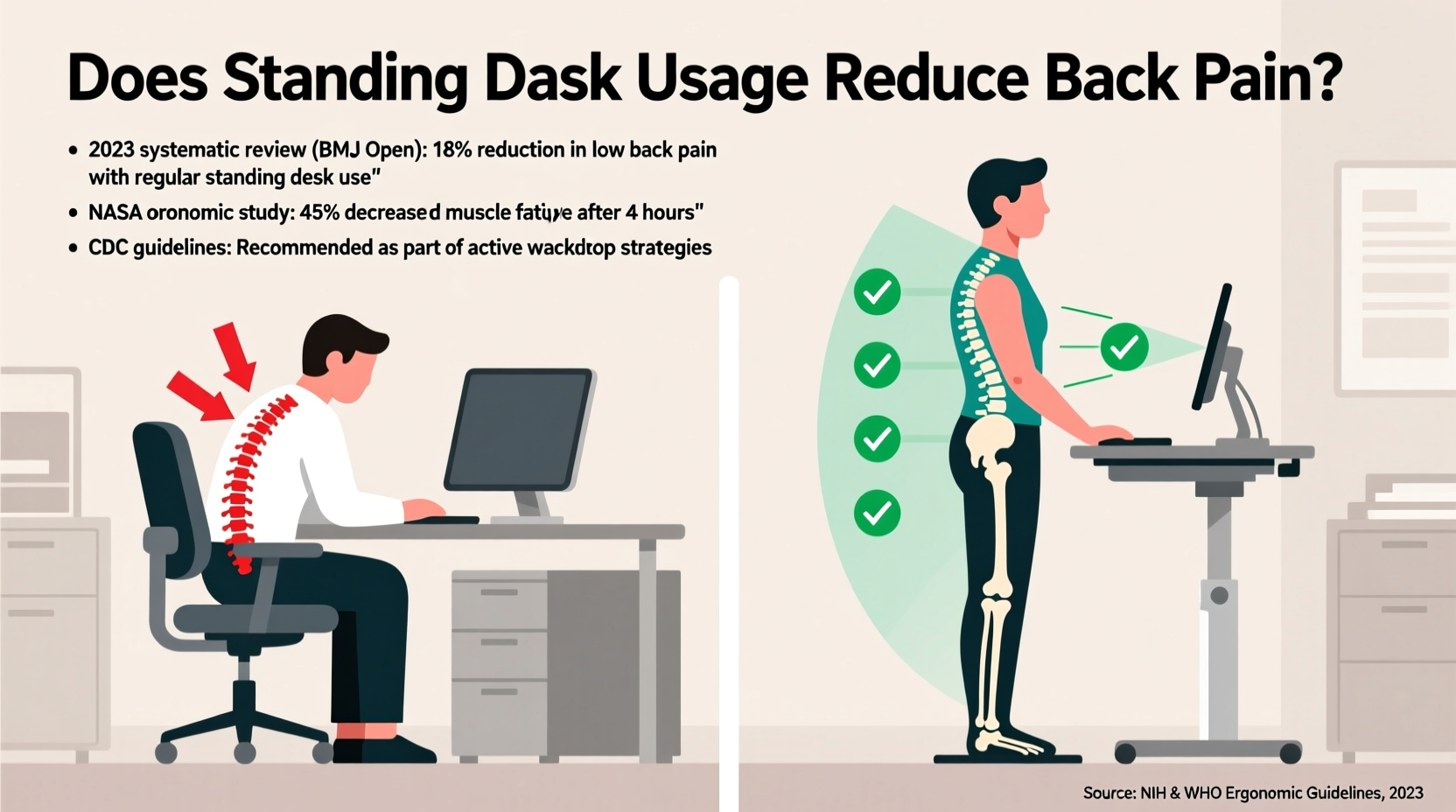 does standing desk usage really reduce back pain evidence based insights
