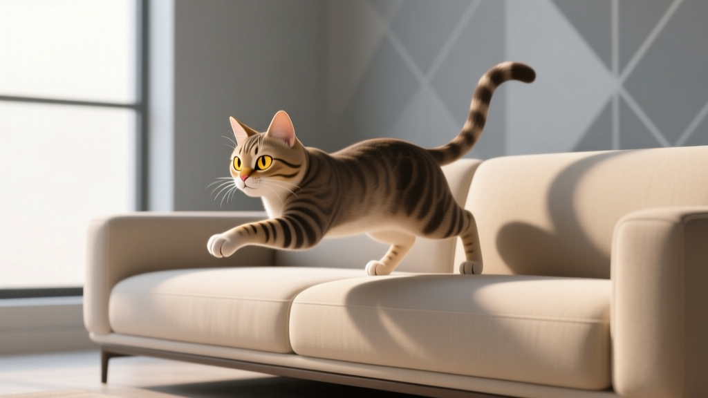 Cat Ambush From Behind Furniture: Play Hunting Mode