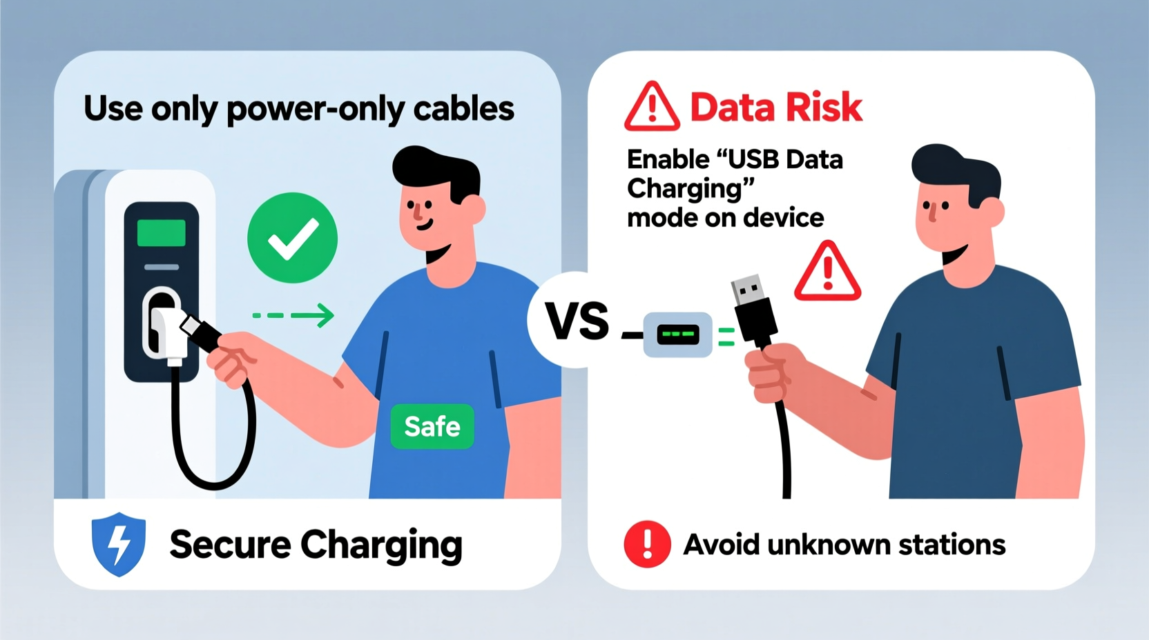 how to safely use public usb charging stations without data risks